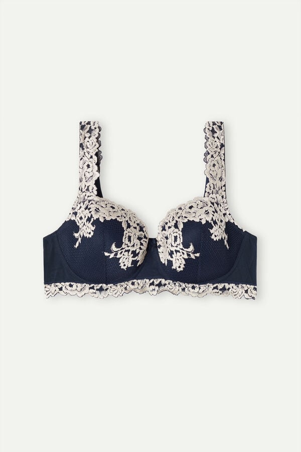 Intimssimi Pretty Flowers Sofia Balconette Bra Blue | ILNEJ88936