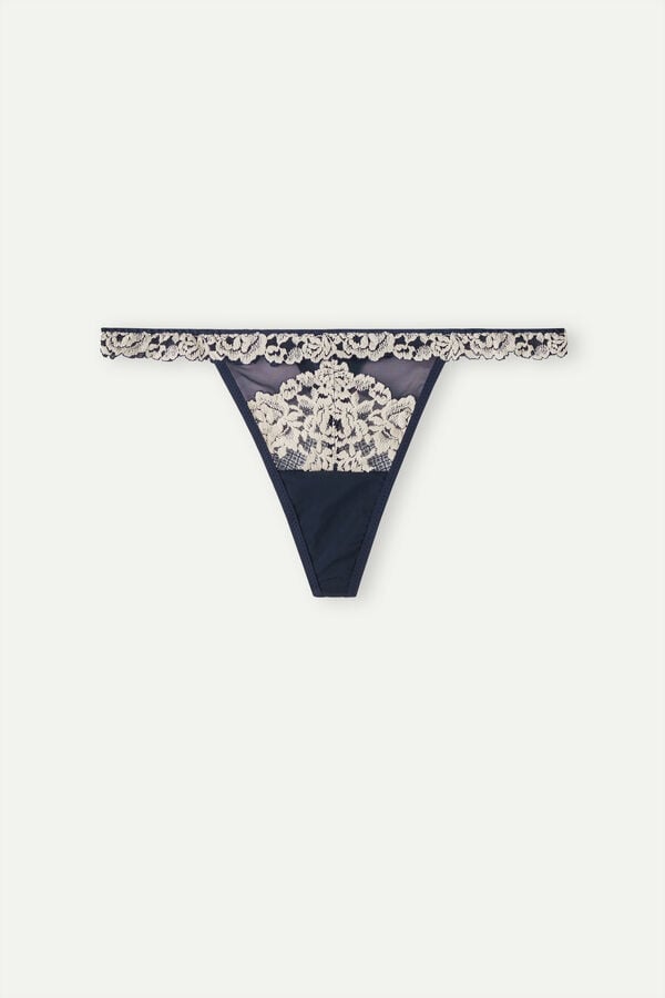 Intimssimi Pretty Flowers String Thong Blue | ILDFL15151