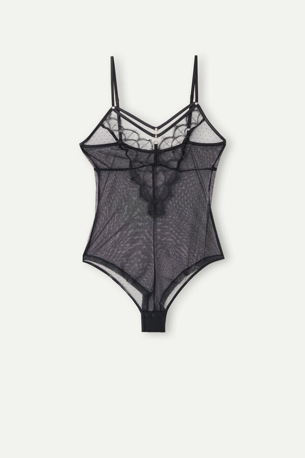 Intimssimi Pure Charme Tulle Bodysuit Black | ILJKU55890