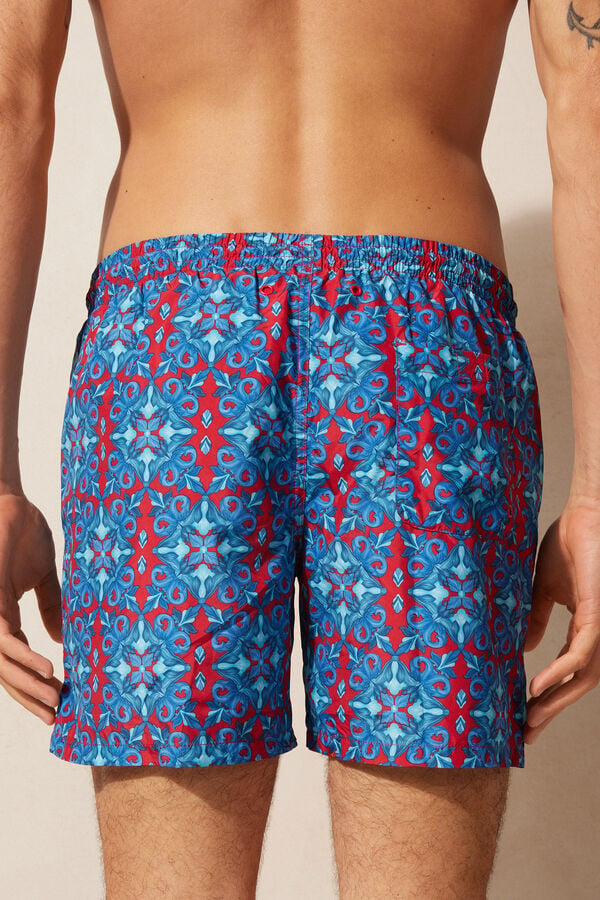 Intimssimi Red Moroccan Print Swim Trunks Blue | TILPQ98453