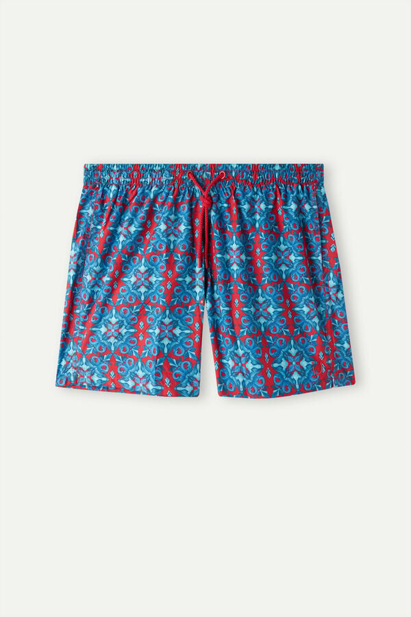 Intimssimi Red Moroccan Print Swim Trunks Blue | TILPQ98453