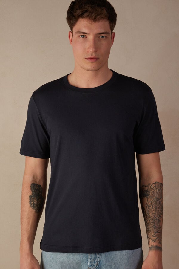 Intimssimi Regular Fit T-Shirt in Extrafine Supima® Cotton Black | ILCIF46602