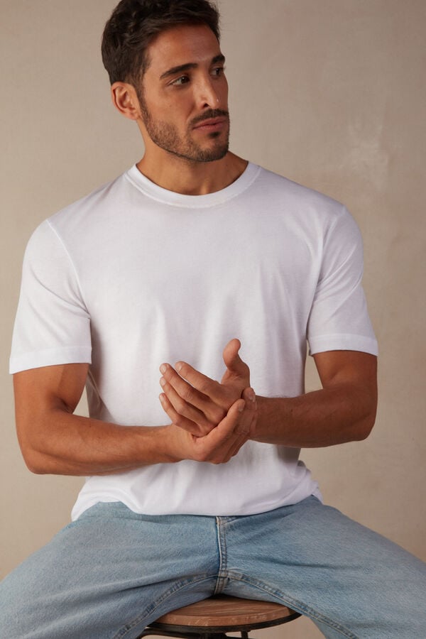 Intimssimi Regular Fit T-Shirt in Extrafine Supima® Cotton White | ILXMI82874