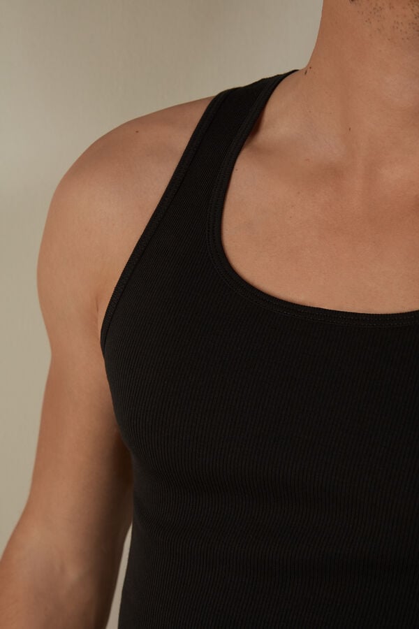 Intimssimi Ribbed Supima Cotton Tank Top Black | FILUI22952