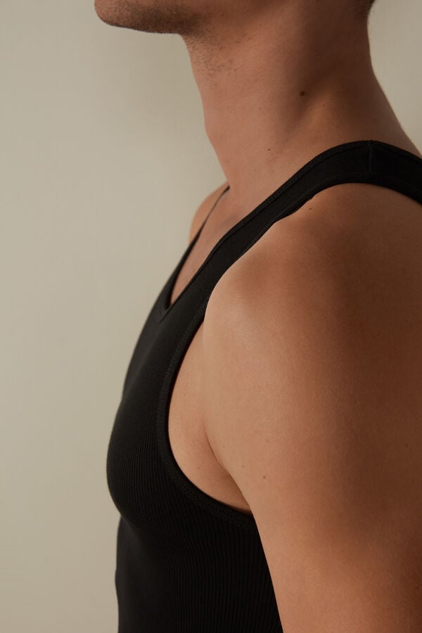 Intimssimi Ribbed Supima Cotton Tank Top Black | FILUI22952