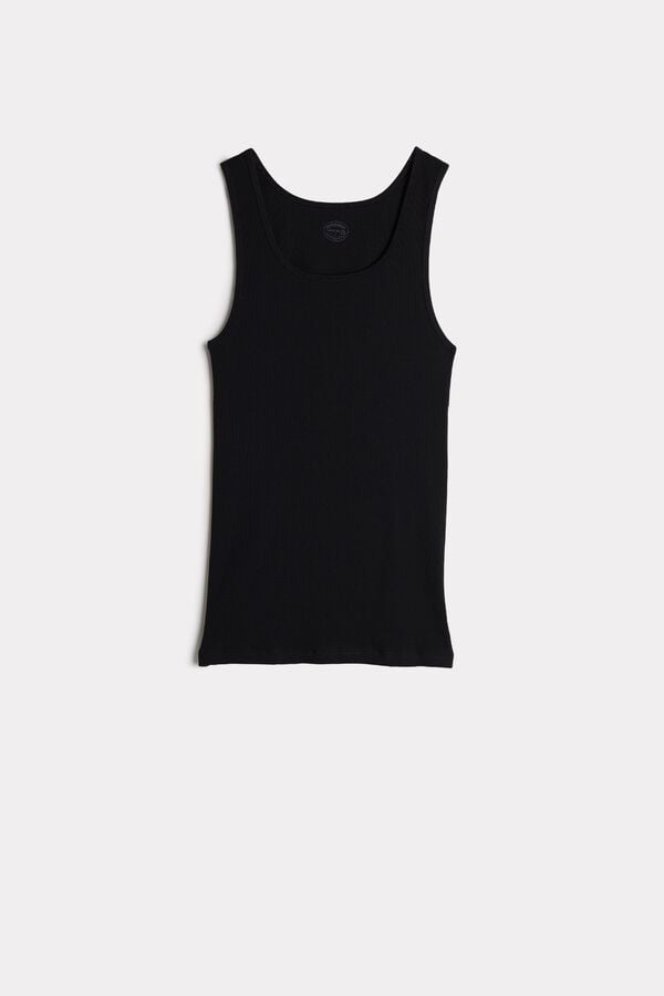 Intimssimi Ribbed Supima Cotton Tank Top Black | FILUI22952