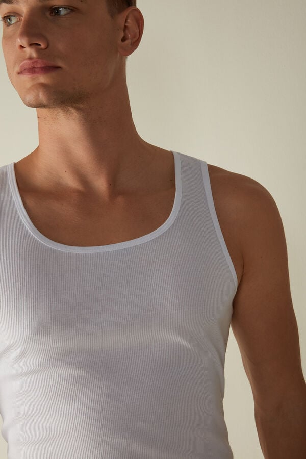 Intimssimi Ribbed Supima Cotton Tank Top White | ILQAV59542