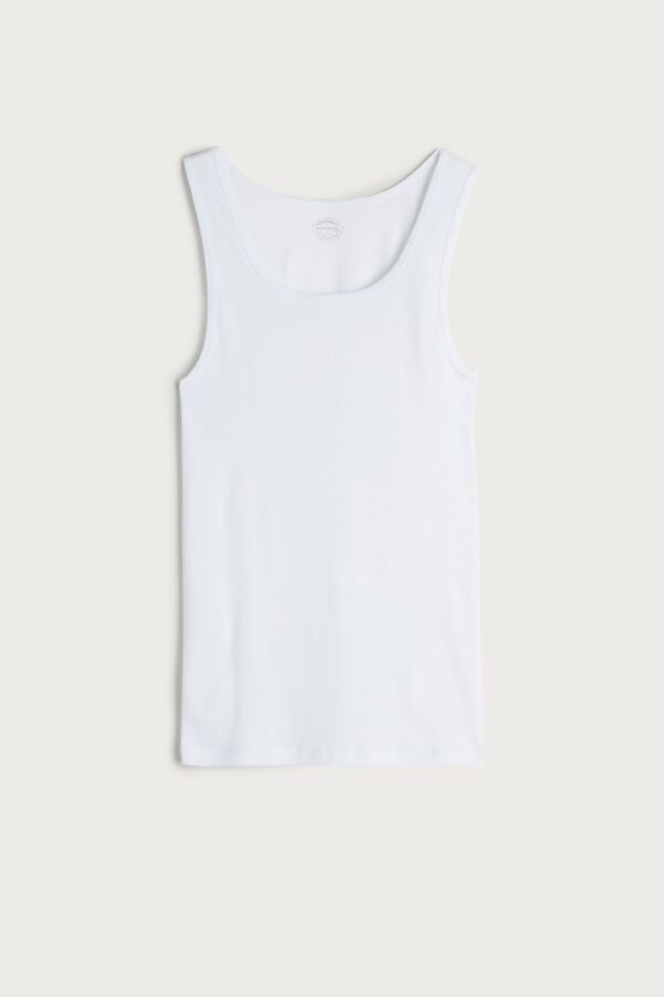 Intimssimi Ribbed Supima Cotton Tank Top White | ILQAV59542