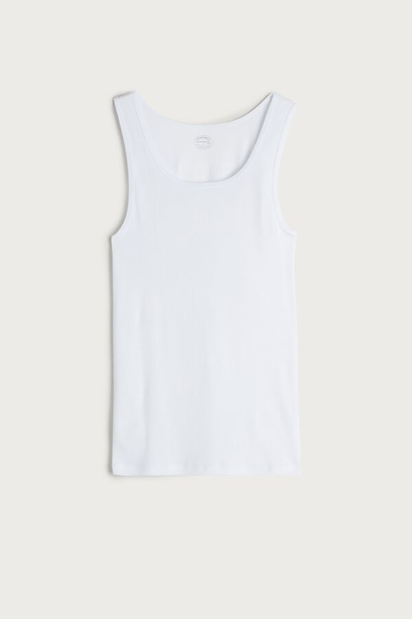 Intimssimi Ribbed Supima Cotton Tank Top White | SILVO87052