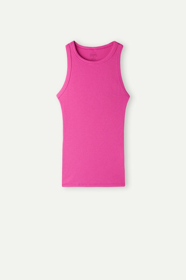 Intimssimi Ribbed Tank Top in Supima® Cotton Pink | DILVO66092