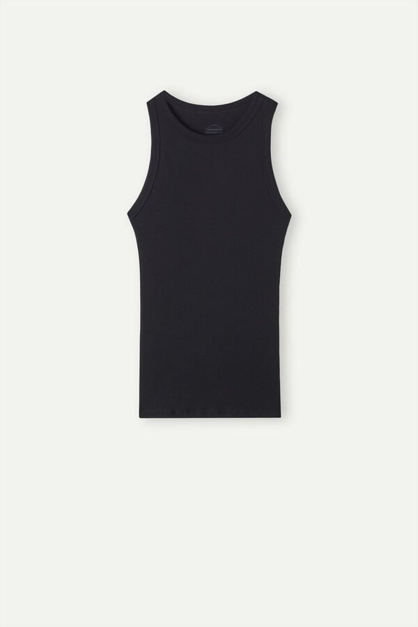 Intimssimi Ribbed Tank Top in Supima® Cotton Black | ILJBT14700