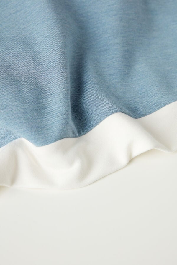 Intimssimi Romantic Bedroom Contrast Trim Top in Modal with Wool Light Blue | GILEC79398