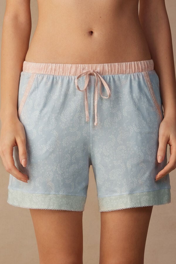 Intimssimi Romantic Cashmere Cotton Shorts Light Blue | UILTG56597