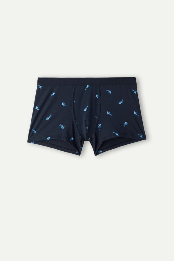 Intimssimi Shark Boxers in Natural Fresh Supima® Cotton Blue | ZILNQ97052