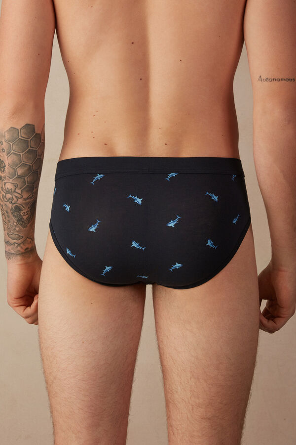 Intimssimi Shark Briefs in Natural Fresh Supima® Cotton Blue | BILSD99165