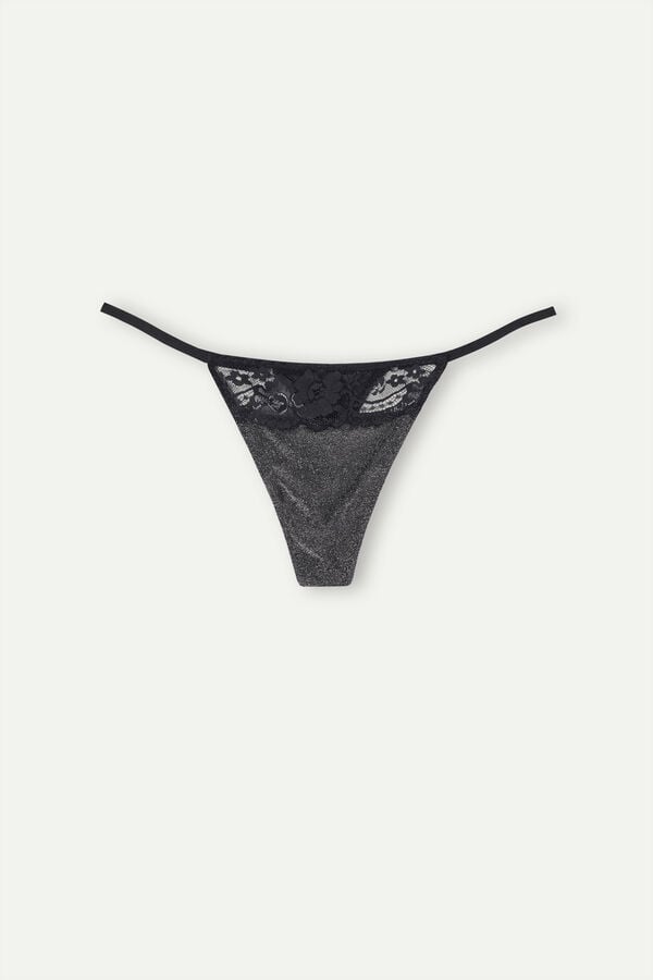 Intimssimi Shimmer All Night String Thong Grey | XILBH37008