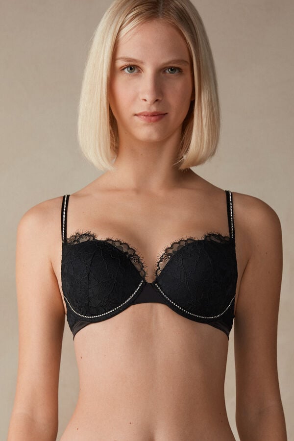 Intimssimi Shine High Like Stars Elettra Super Push-up Bra Black | ILIIZ16186