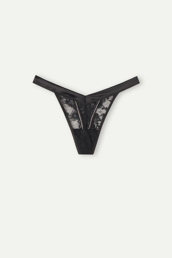 Intimssimi Shine High Like Stars ‘80s Style Thong Black | ILCVG15680