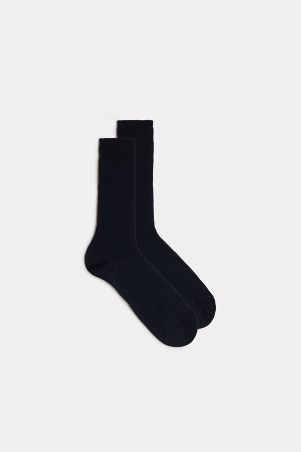 Intimssimi Short Ribbed Egyptian Cotton Socks Blue | FILUI44903