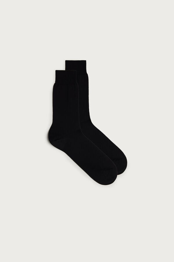 Intimssimi Short Sateen Egyptian Cotton Socks Black | ILJZR40384