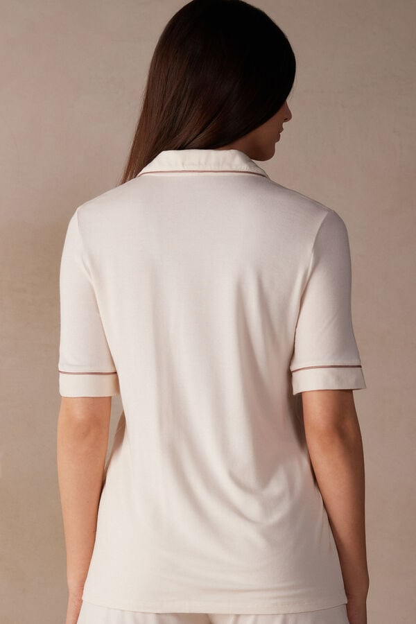 Intimssimi Short Sleeve Button Up Shirt in Modal Natural | ZILMJ51948