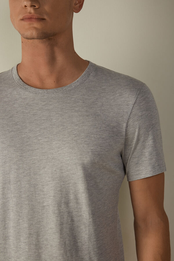 Intimssimi Short Sleeve Crew Neck T Shirt in Supima® Cotton Grey | DILKV57567