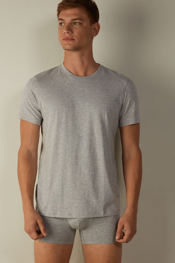 Intimssimi Short Sleeve Crew Neck T Shirt in Supima® Cotton Grey | DILKV57567