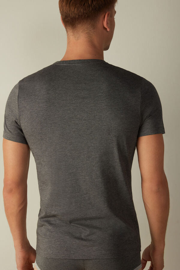 Intimssimi Short Sleeve Crew Neck T Shirt in Supima® Cotton Dark Grey | DILKV75455