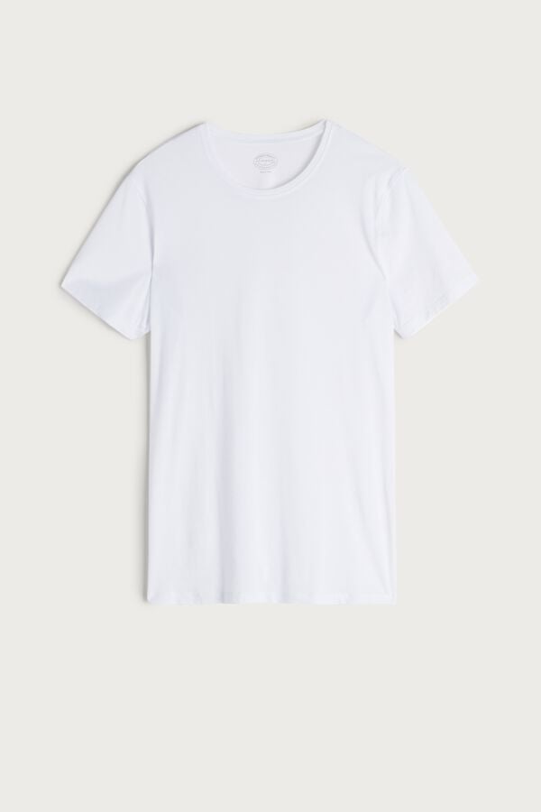 Intimssimi Short-Sleeve Crew-Neck T-Shirt in Extra-Fine Supima® Cotton White | EILVG83629