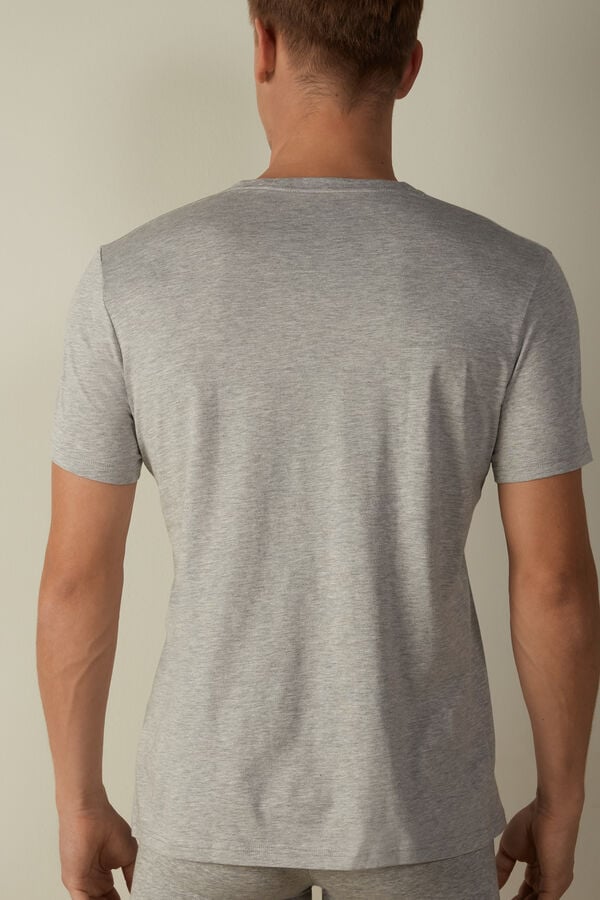 Intimssimi Short Sleeve Crew Neck T Shirt in Supima® Cotton Grey | ILEAH86379