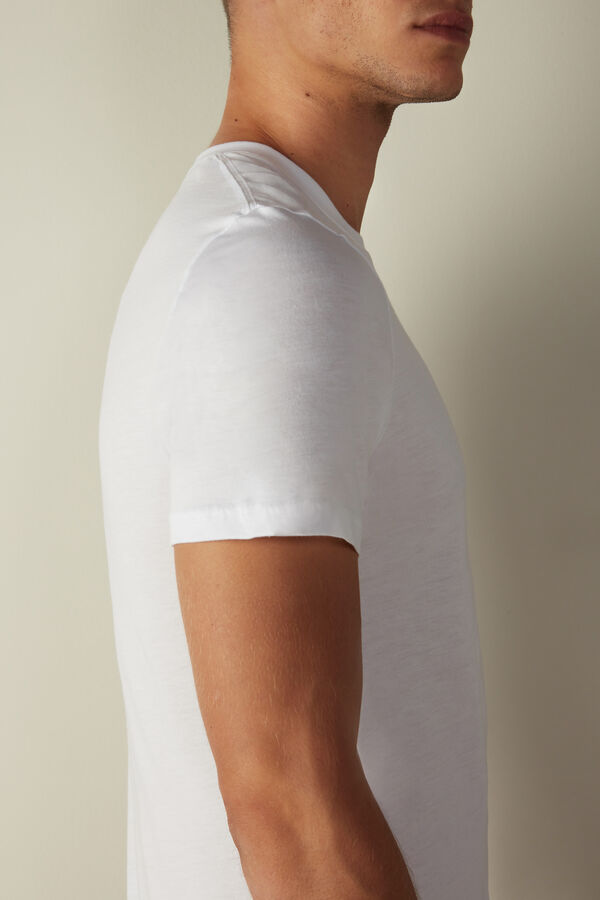 Intimssimi Short Sleeve Crew Neck T Shirt in Supima® Cotton White | ILEAH90631