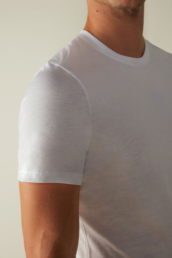 Intimssimi Short Sleeve Crew Neck T Shirt in Supima® Cotton White | ILEAH90631