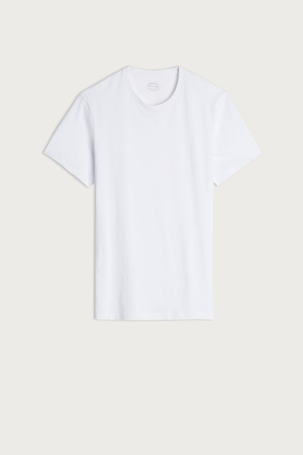 Intimssimi Short Sleeve Crew Neck T Shirt in Supima® Cotton White | ILEAH90631