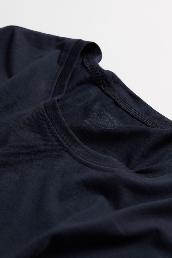 Intimssimi Short-Sleeve Crew-Neck T-Shirt in Extra-Fine Supima® Cotton Blue | ILIIZ95894