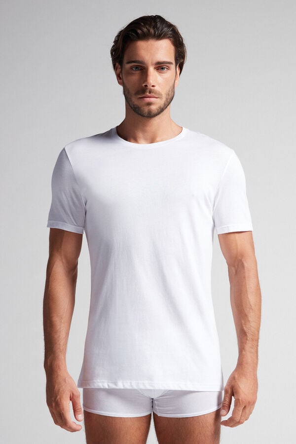 Intimssimi Short Sleeve Crew Neck T Shirt in Supima® Cotton White | UILTG95923