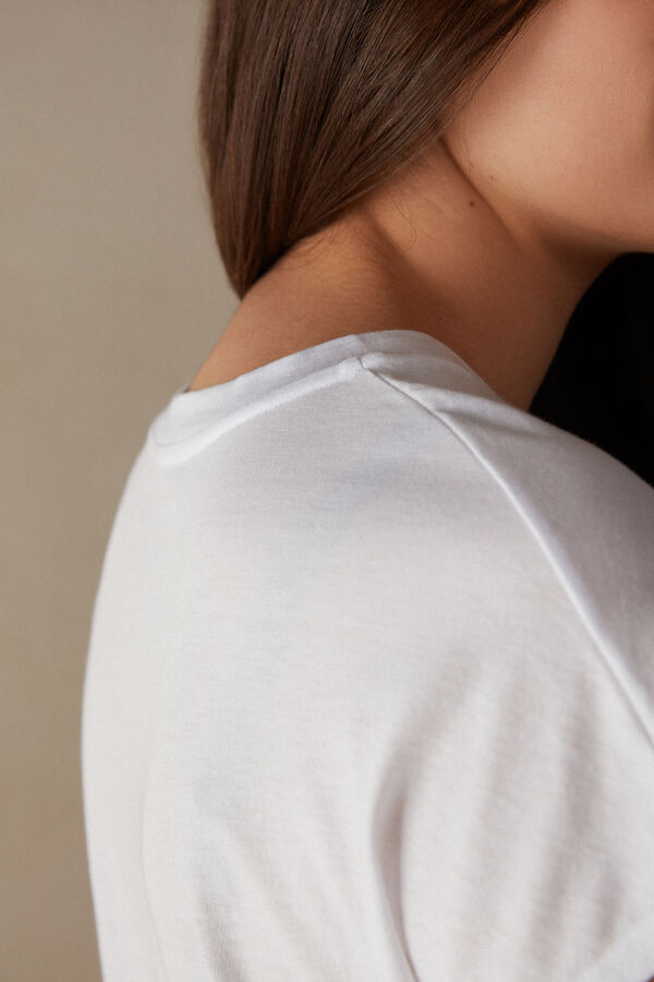 Intimssimi Short Sleeve Crew Neck Top in Supima® Ultrafresh cotton White | LILTR40354