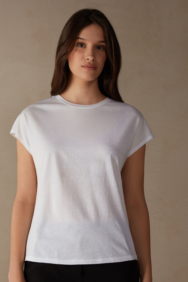 Intimssimi Short Sleeve Crew Neck Top in Supima® Ultrafresh cotton White | LILTR40354