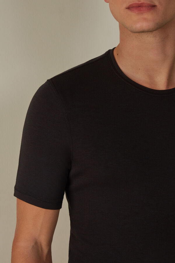 Intimssimi Short-Sleeve Modal-Cashmere Top Black | ILQAV39432