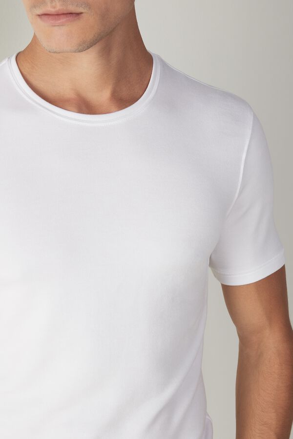 Intimssimi Short-Sleeve Modal-Cashmere Top White | PILQX65247