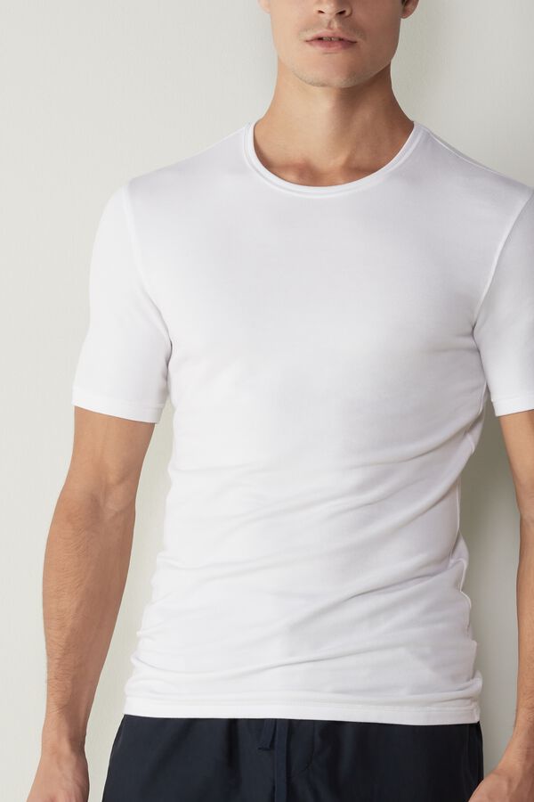 Intimssimi Short-Sleeve Modal-Cashmere Top White | PILQX65247