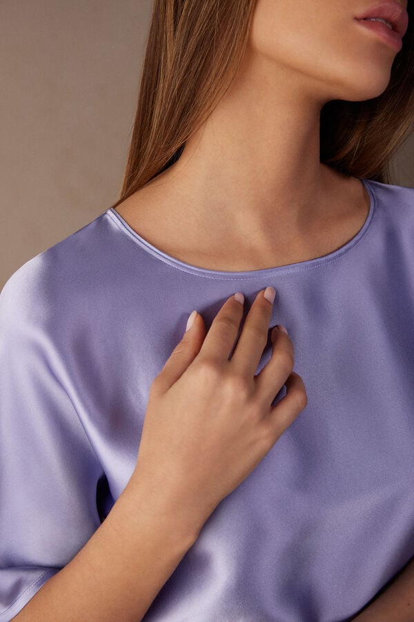 Intimssimi Short Sleeve Silk and Modal Top Violet | ZILMJ34278