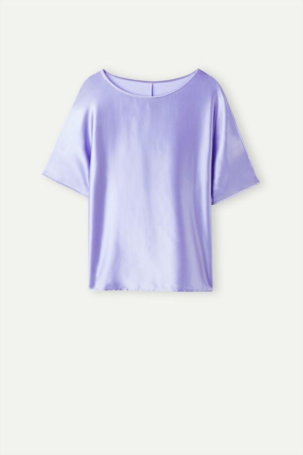 Intimssimi Short Sleeve Silk and Modal Top Violet | ZILMJ34278