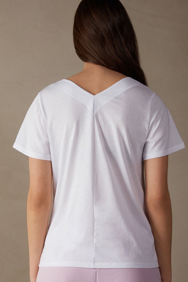 Intimssimi Short Sleeve V-neck Top in Supima® Ultrafresh Cotton White | ZILNQ50102