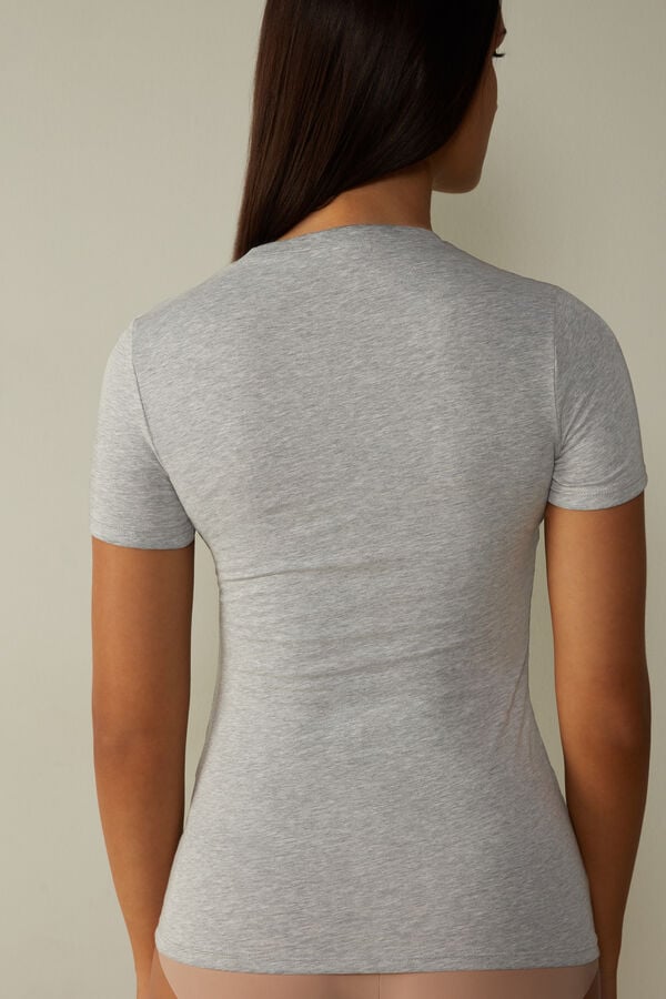 Intimssimi Short-Sleeved Stretch Supima® Cotton Top Grey | ILZDE12034