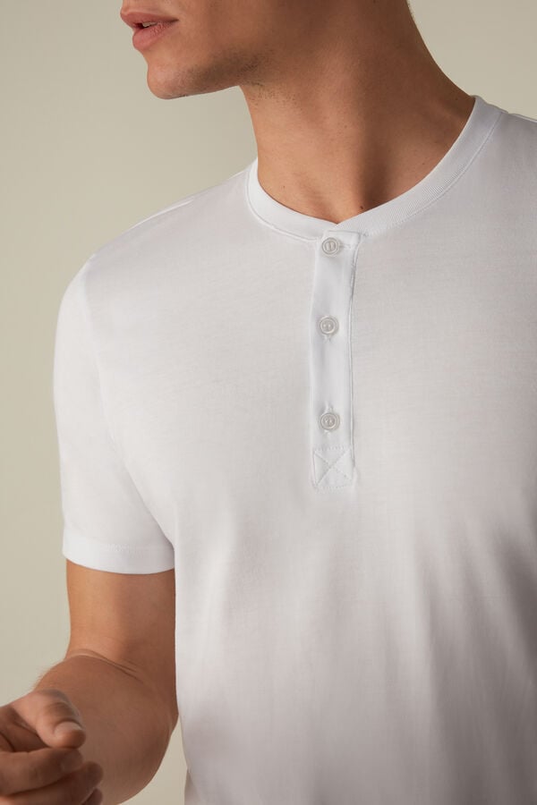 Intimssimi Short-Sleeved Supima® Cotton Shirt White | GILEC17800