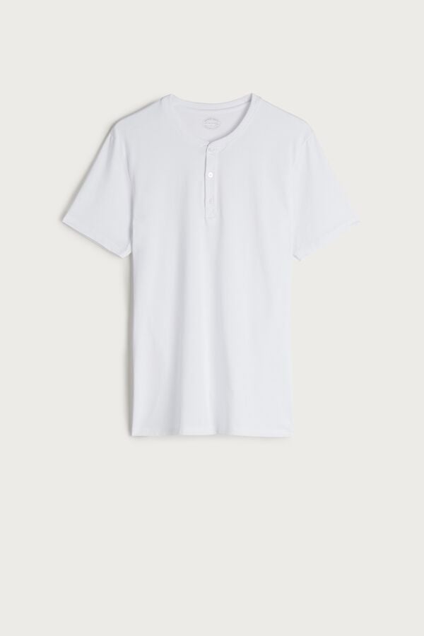 Intimssimi Short-Sleeved Supima® Cotton Shirt White | GILEC17800