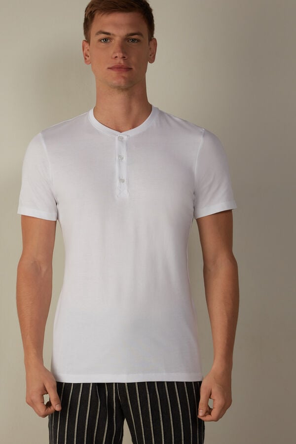 Intimssimi Short-Sleeved Supima® Cotton Shirt White | GILEC17800