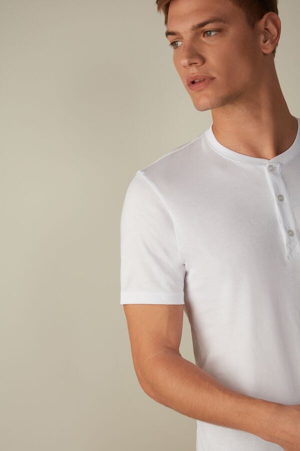 Intimssimi Short-Sleeved Supima® Cotton Shirt White | ILCIF74728