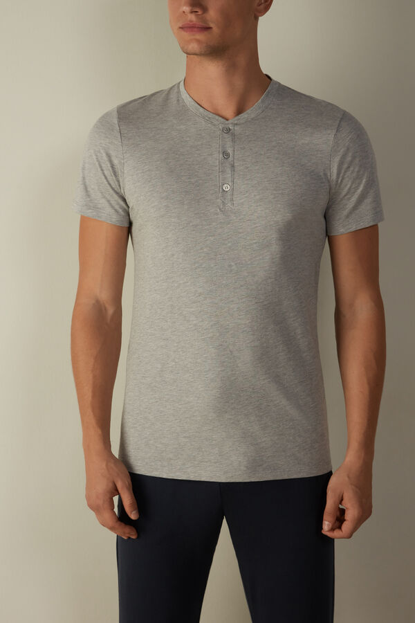 Intimssimi Short-Sleeved Supima® Cotton Shirt Grey | TILWZ26103