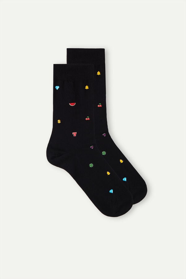 Intimssimi Short Socks in Patterned Cotton Black | UILND39488